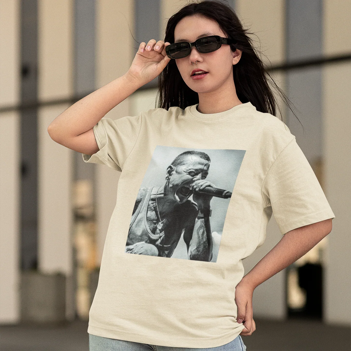 Camiseta Básica Linkin Park Chester - pérola
