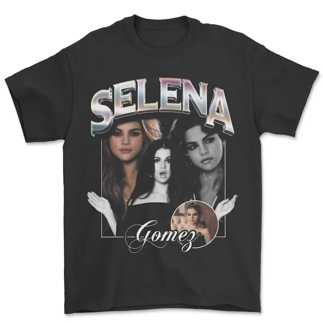Camiseta Básica Selena Gomez Retro 90's - preto