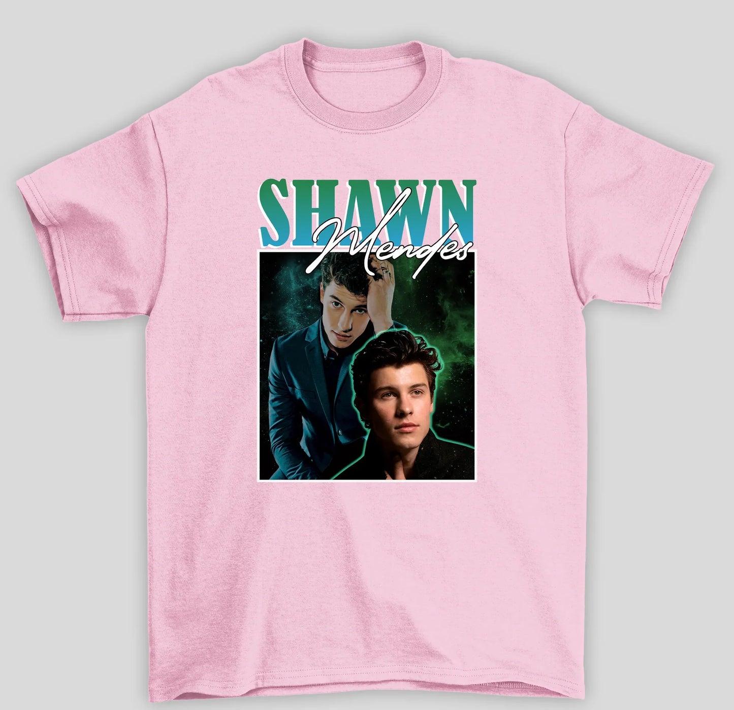 Camiseta Básica Shawn Mendes - rosa bebê