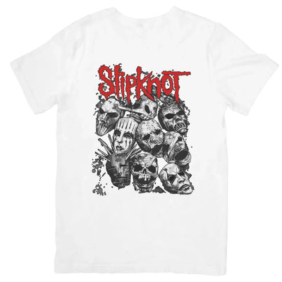 Camiseta Básica Slipknot Masks Aesthetic - branco
