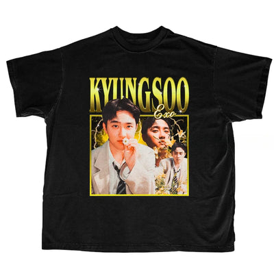 Camiseta Básica EXO KyungSoo Retro - preto