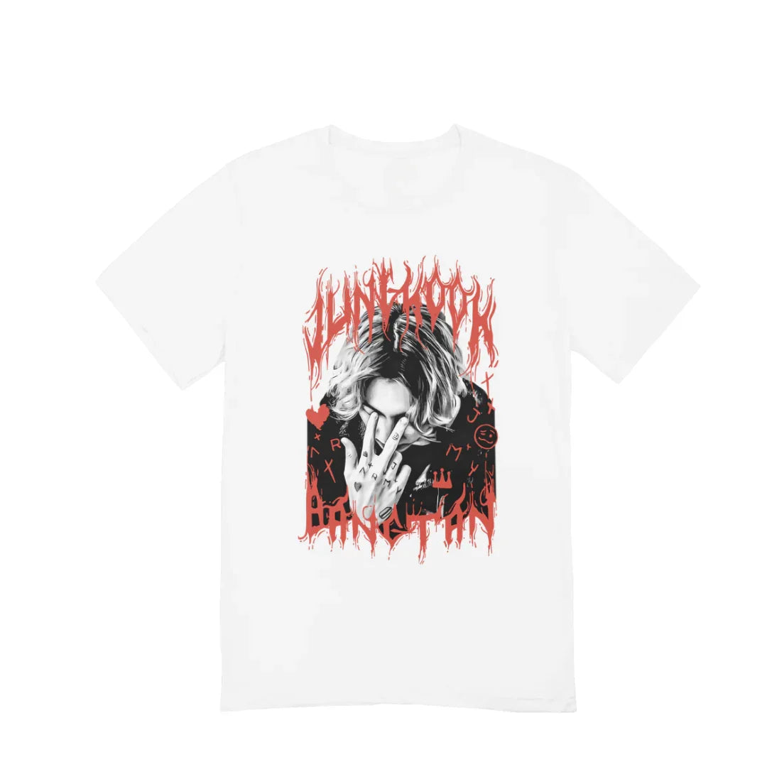 Camiseta Básica BTS Jungkook Fire-BRANCO
