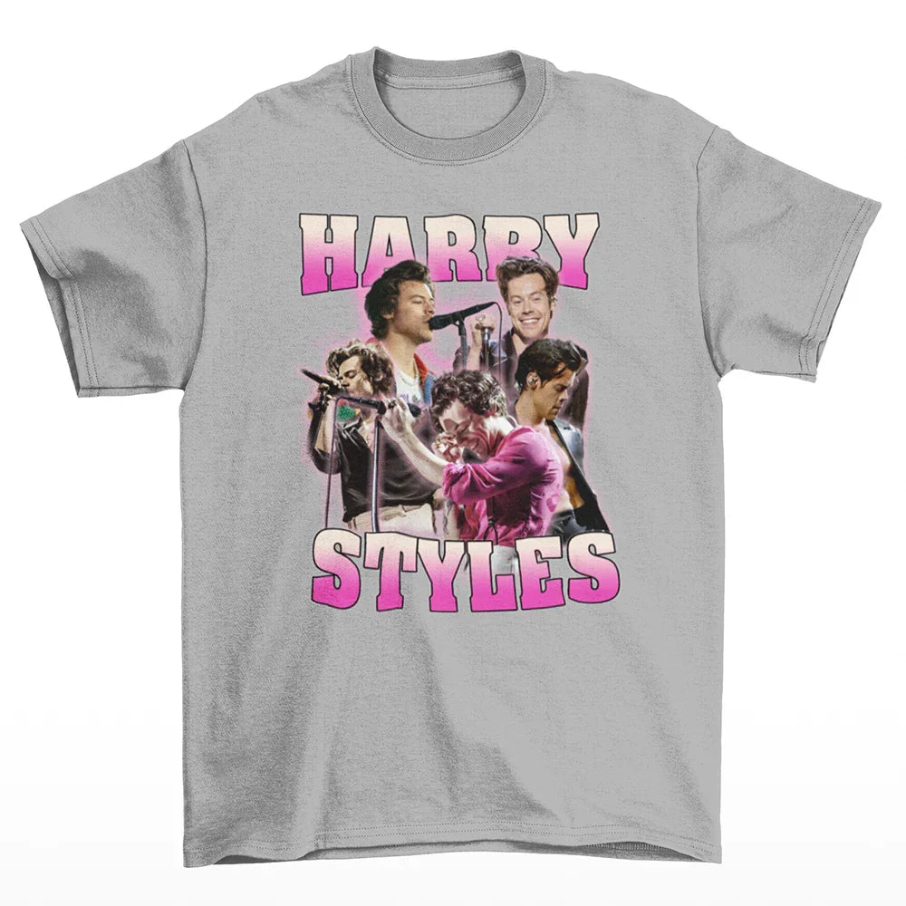 Camiseta Básica Harry Styles Singer - Cinza