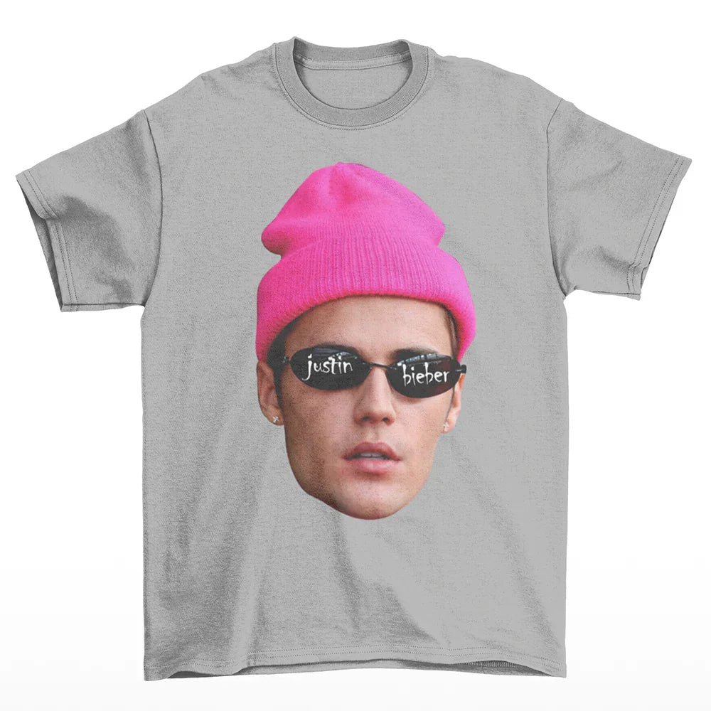 Camiseta Básica Justin Bieber Mood Cinza
