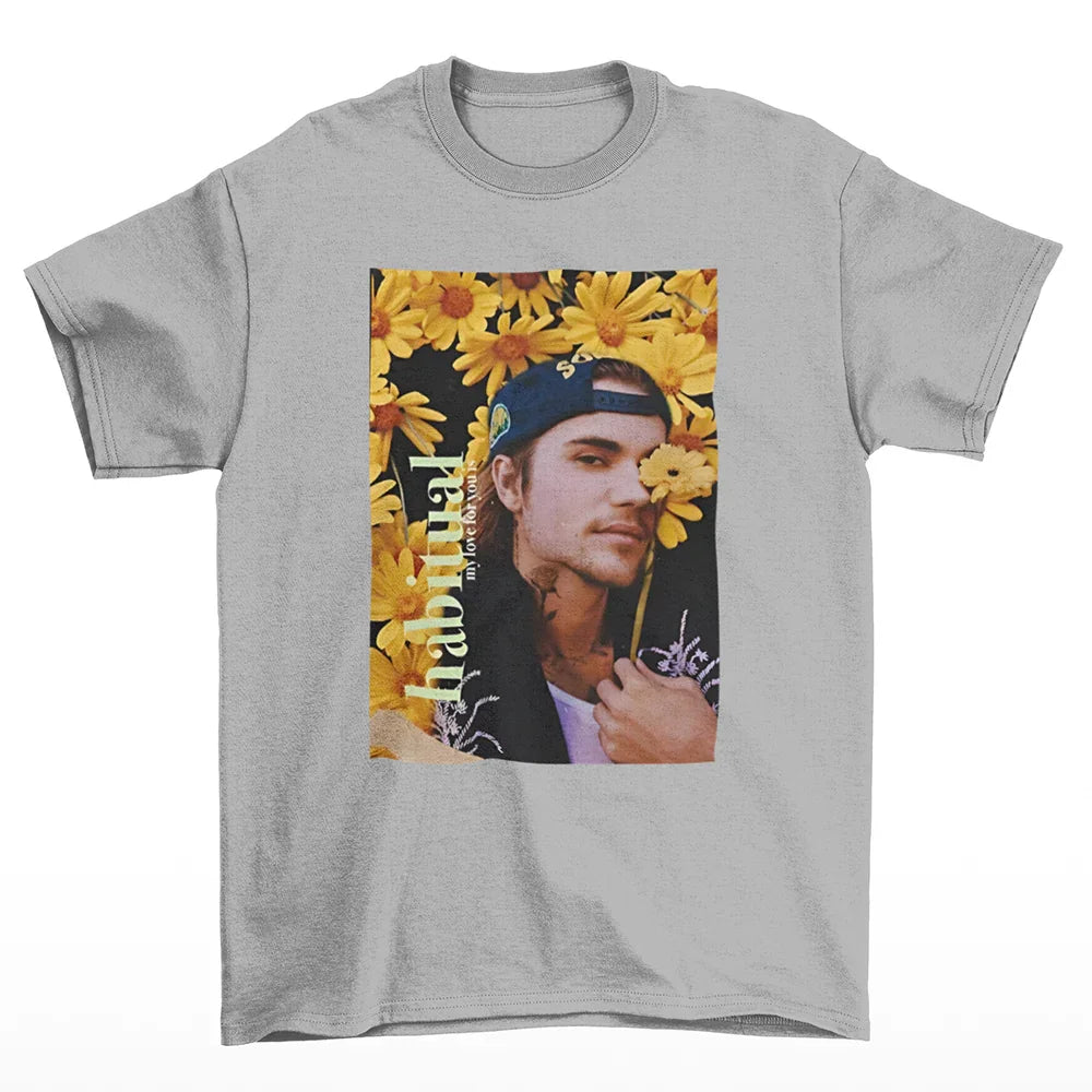 Camiseta Básica Justin Bieber Habitual Cinza