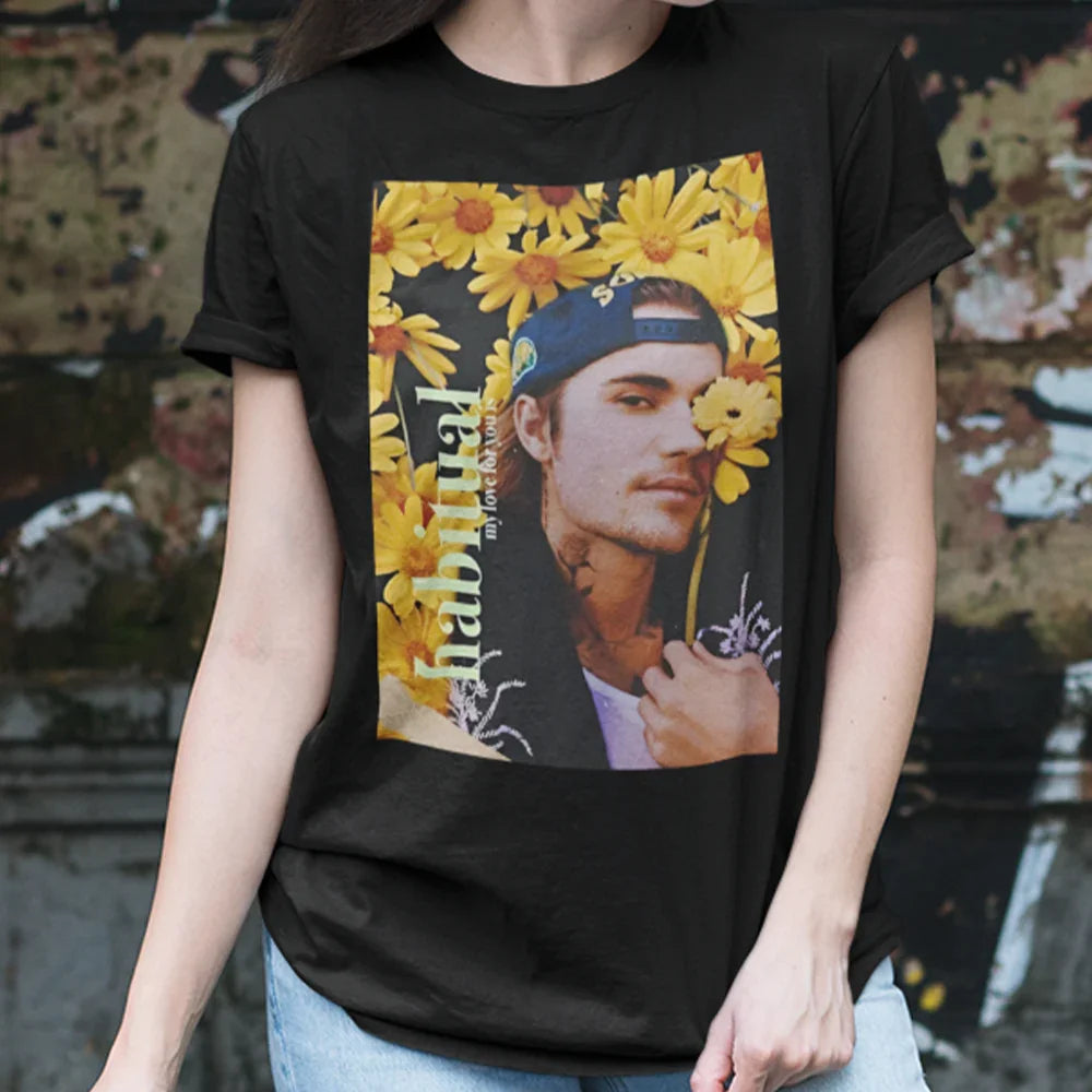 Camiseta Básica Justin Bieber Habitual Preto