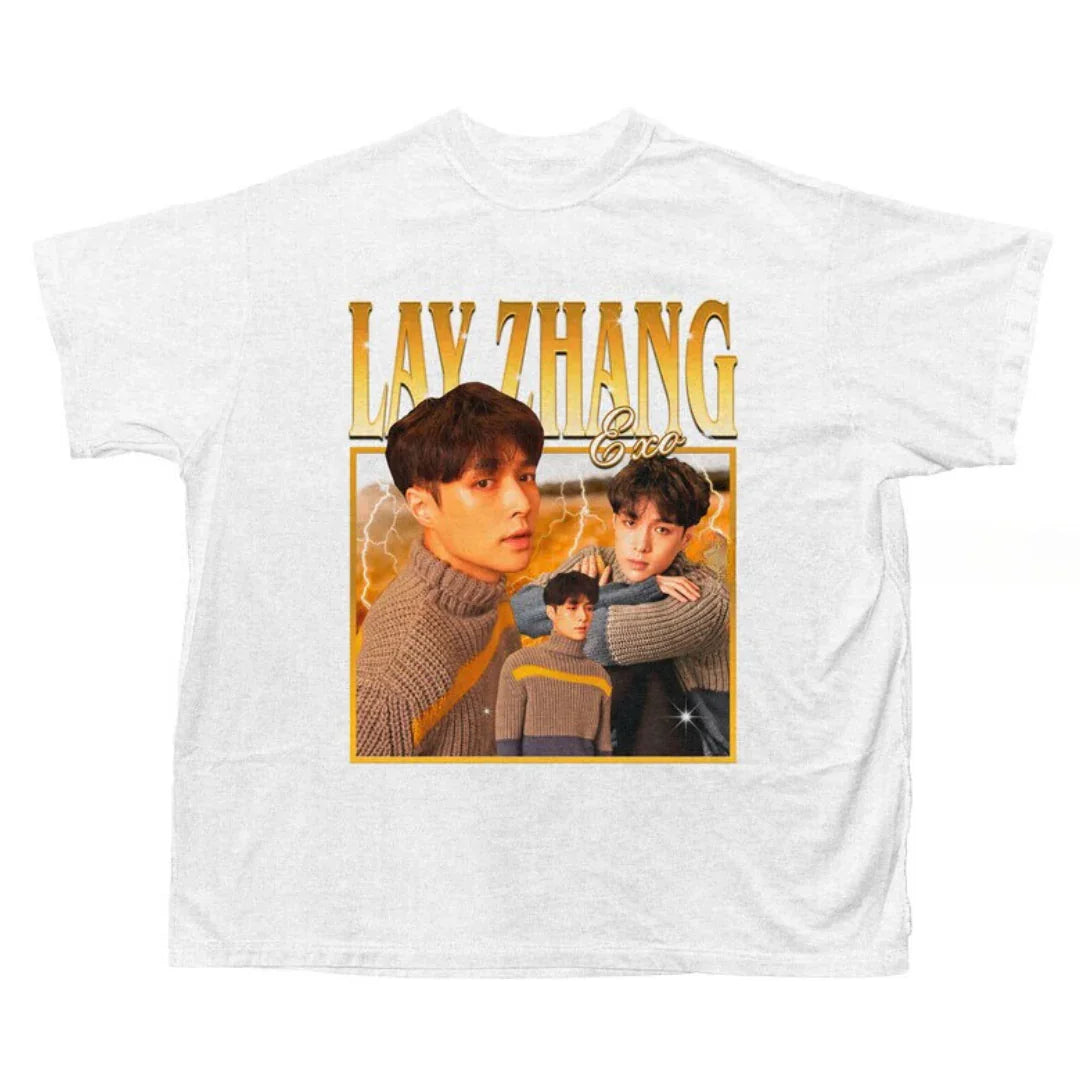 Camiseta Básica Exo Lay Zhang Graphic - branco
