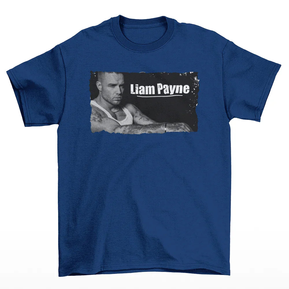 Camiseta Básica Liam Payne Photo Azul Marinho