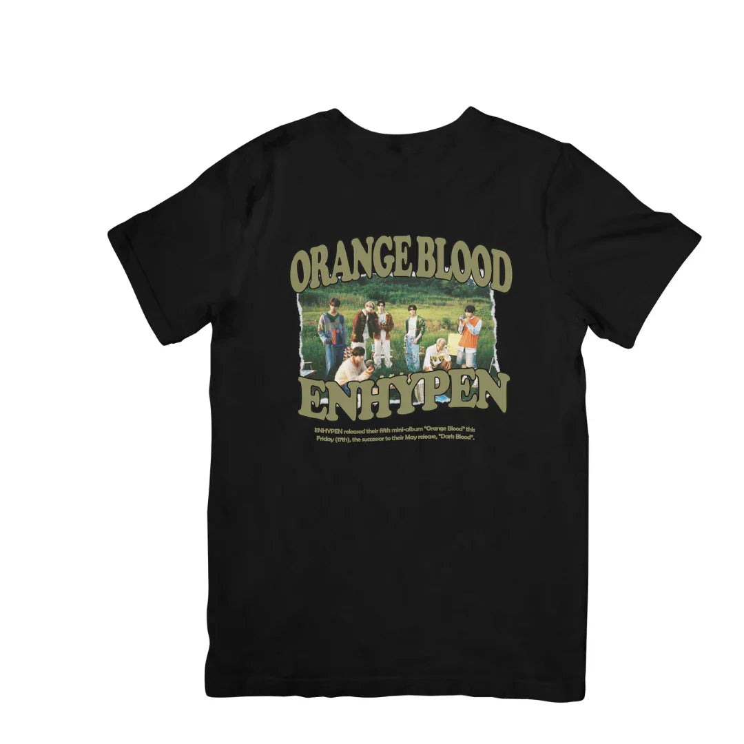Camiseta Básica Enhypen O.B Music - preto