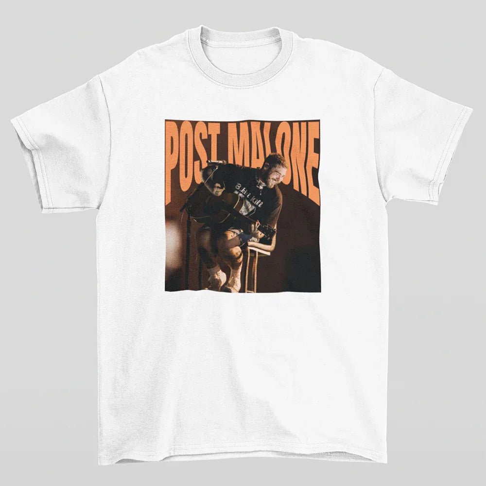 Camiseta Básica Post Malone Happy Singer - branco