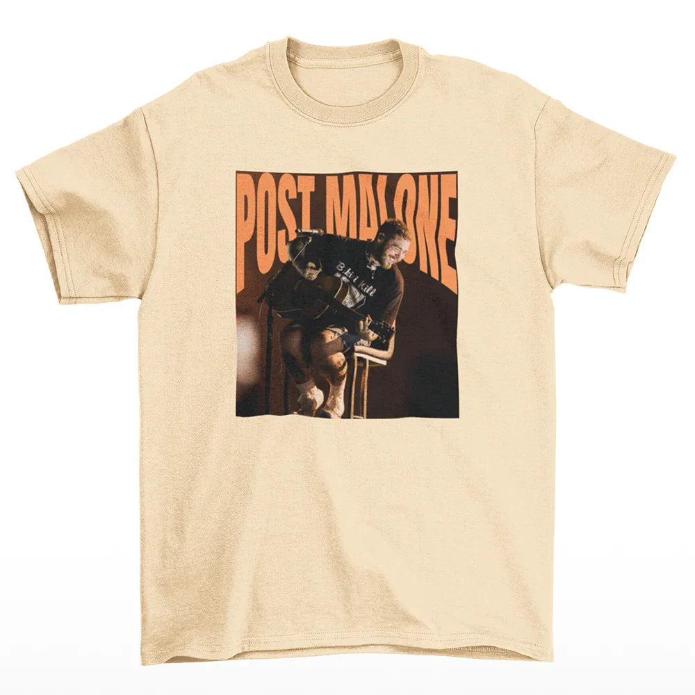 Camiseta Básica Post Malone Happy Singer - pérola