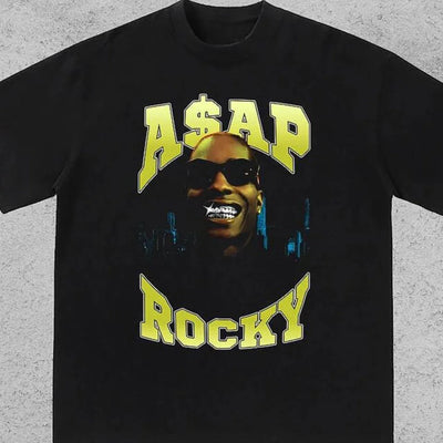Camiseta Básica Asap Rocky Retro Graphic - PRETO ( FRENTE )