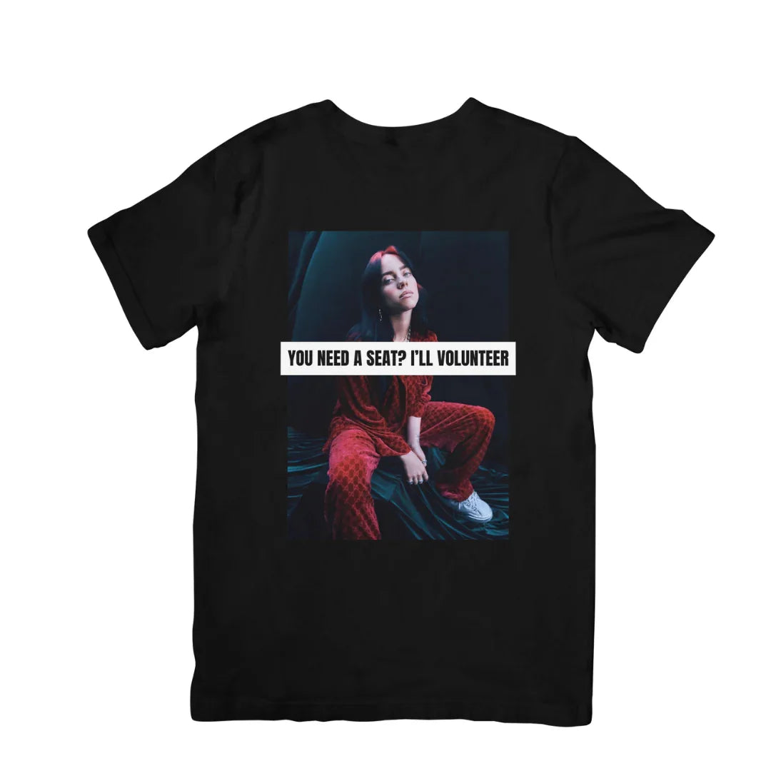 Camiseta Básica Billie Eilish I'll Volunteer - Preto