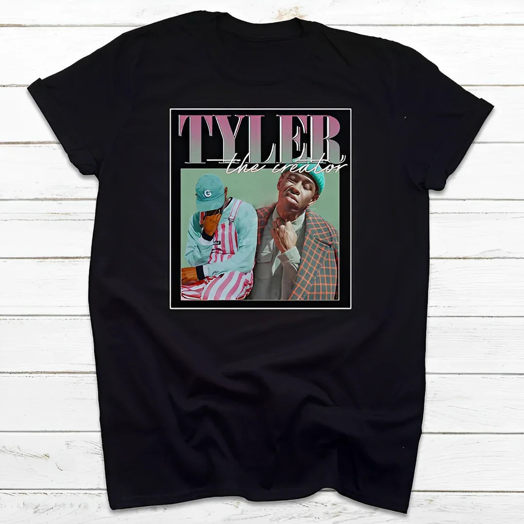 Camiseta Básica Tyler The Creator Rap Singer-PRETO