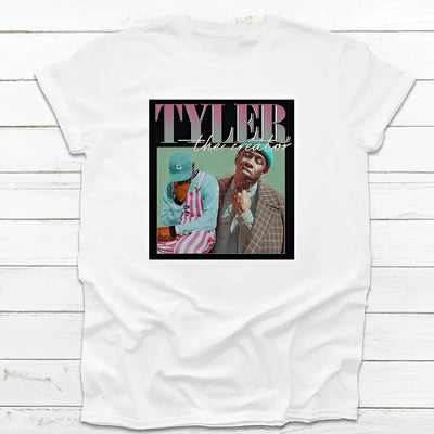 Camiseta Básica Tyler The Creator Rap Singer-BRANCO