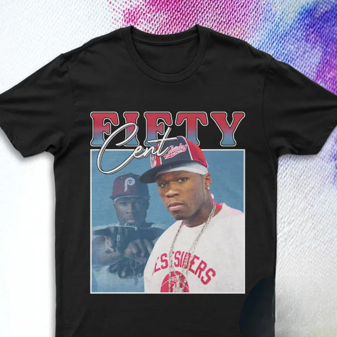 Camiseta Básica 50 Cent Vintage Style-PRETO