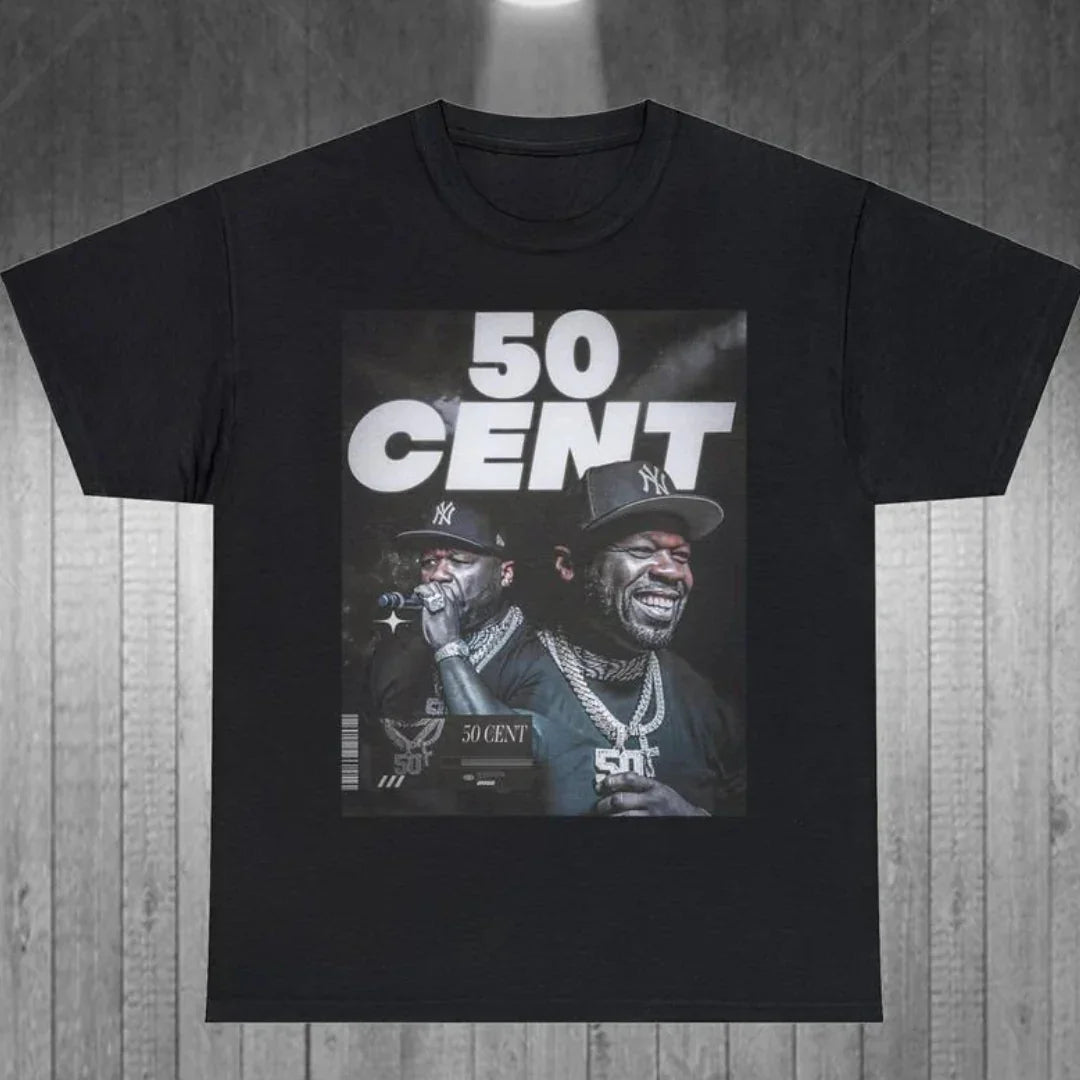 Camiseta Básica 50 Cent Vintage Style Retro-PRETO