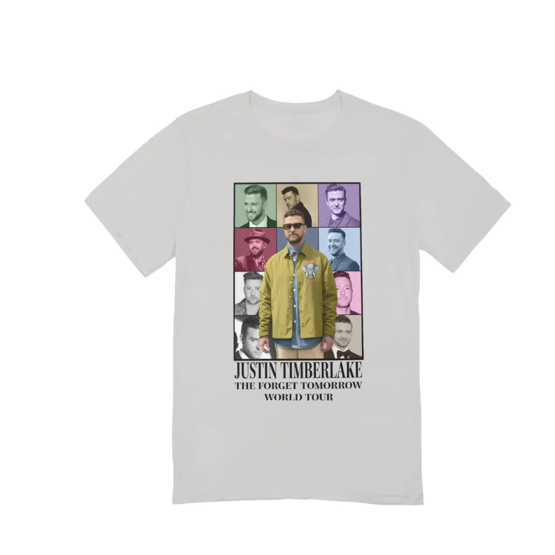 Camiseta Básica Justin Timberlake World Tour - Cinza