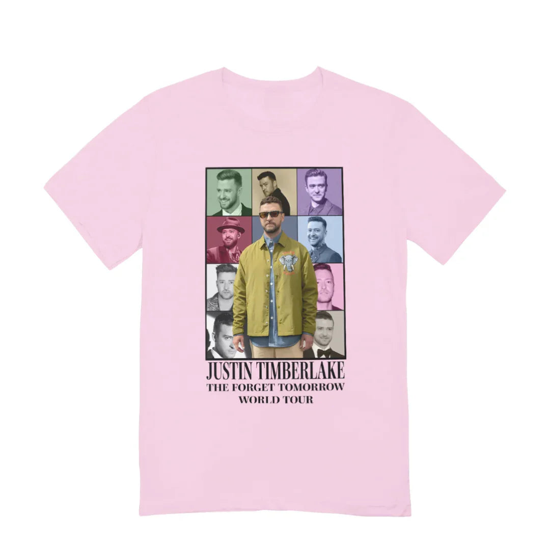 Camiseta Básica Justin Timberlake World Tour - Rosa Bebê