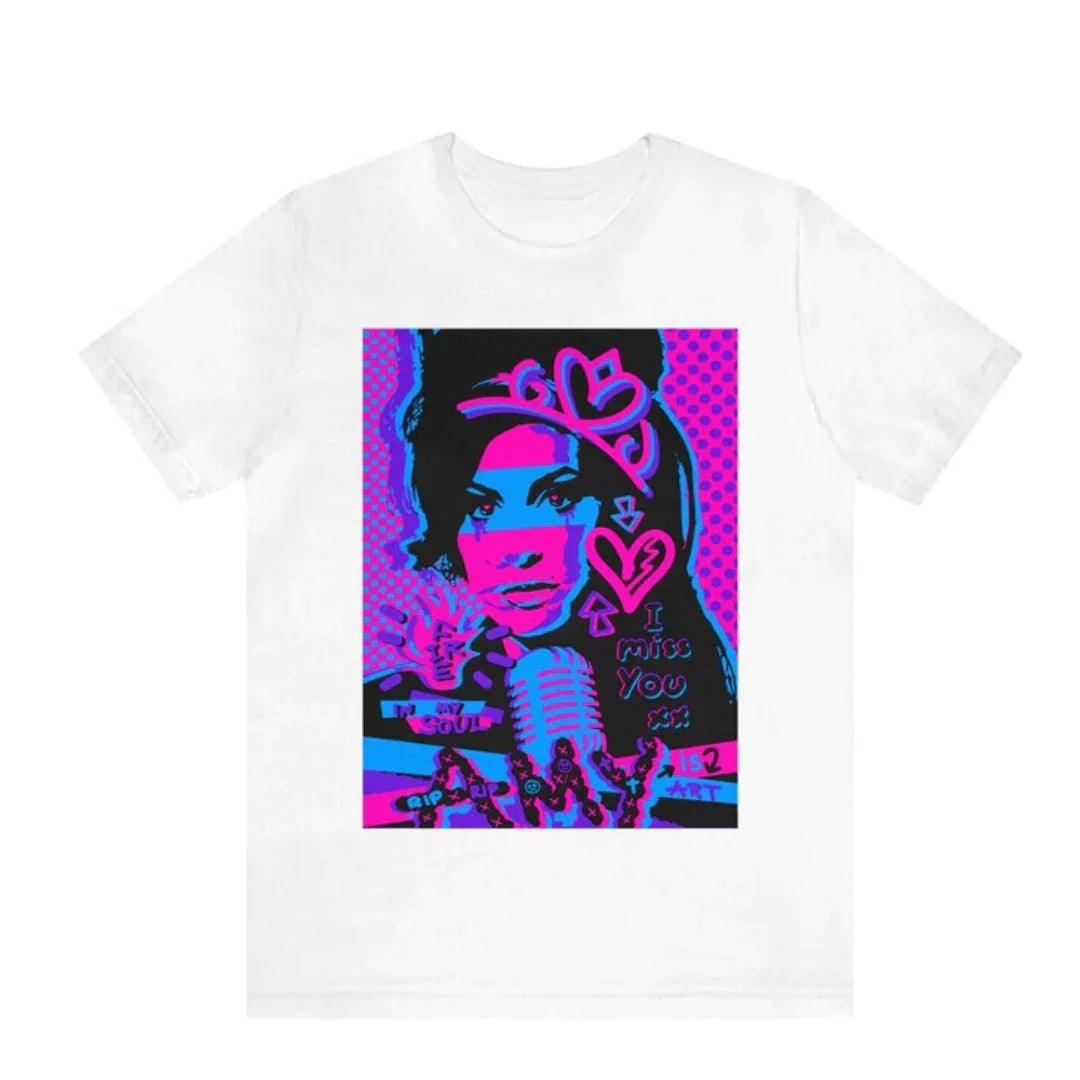 Camiseta Básica com estampa Amy Winehouse Art - Branco