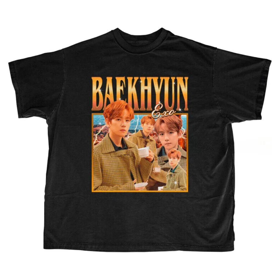 Camiseta Básica EXO Baekhyun Graphic - preto