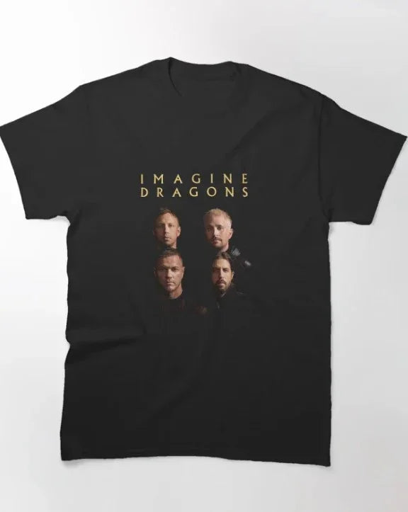 Camiseta Básica Imagine Dragons Band-PRETO