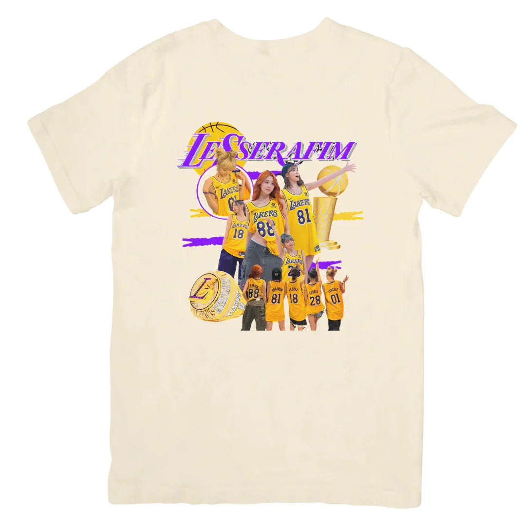 Camiseta Básica Le Sserafim Basket - pérola