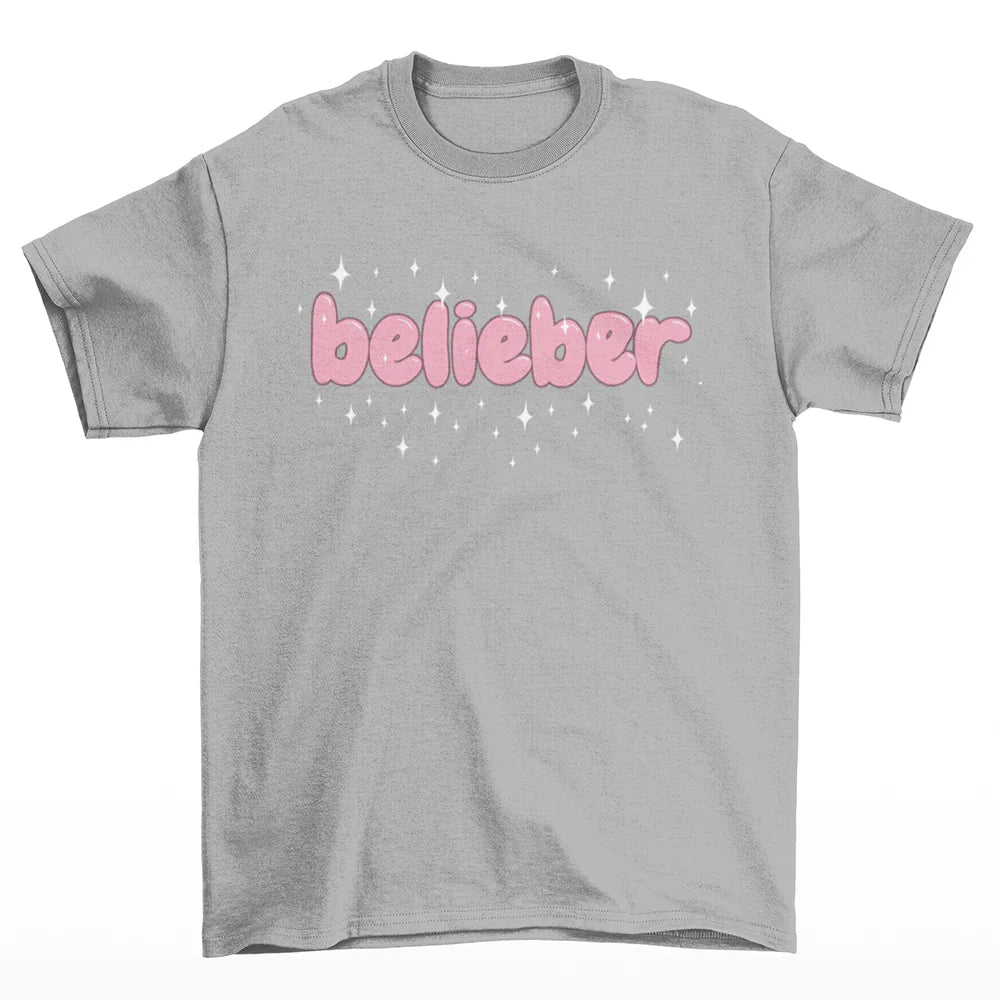 Camiseta Básica Justin Bieber Belieber Cinza