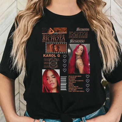 Camiseta Básica Karol G Bichota Preto