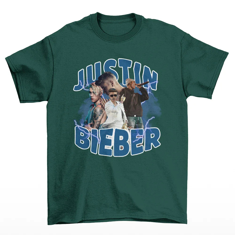 Camiseta Básica Justin Bieber Collab Design Verde