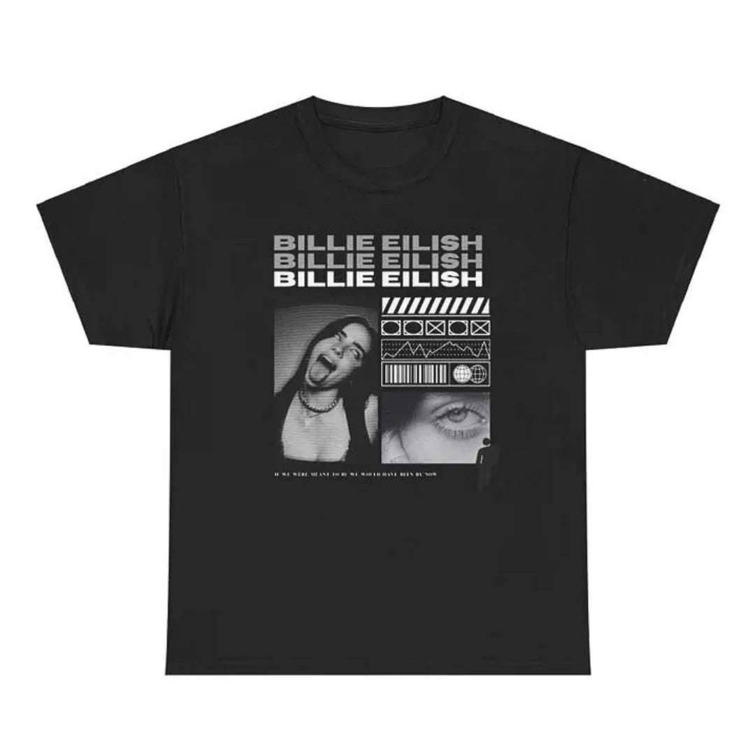 Camiseta Básica Billie Eilish Graphic- Preto