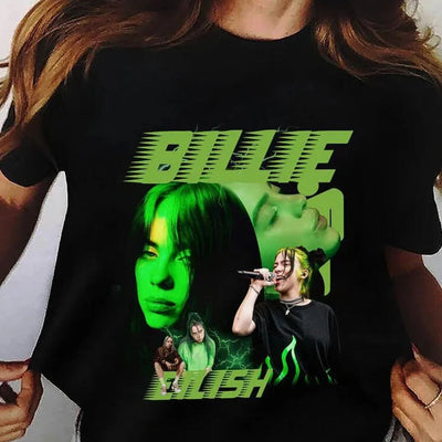 Camiseta Básica Billie Eilish Vintage - Preto