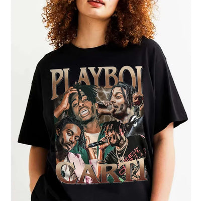 Camiseta Básica Playboi Carti Collab - PRETO