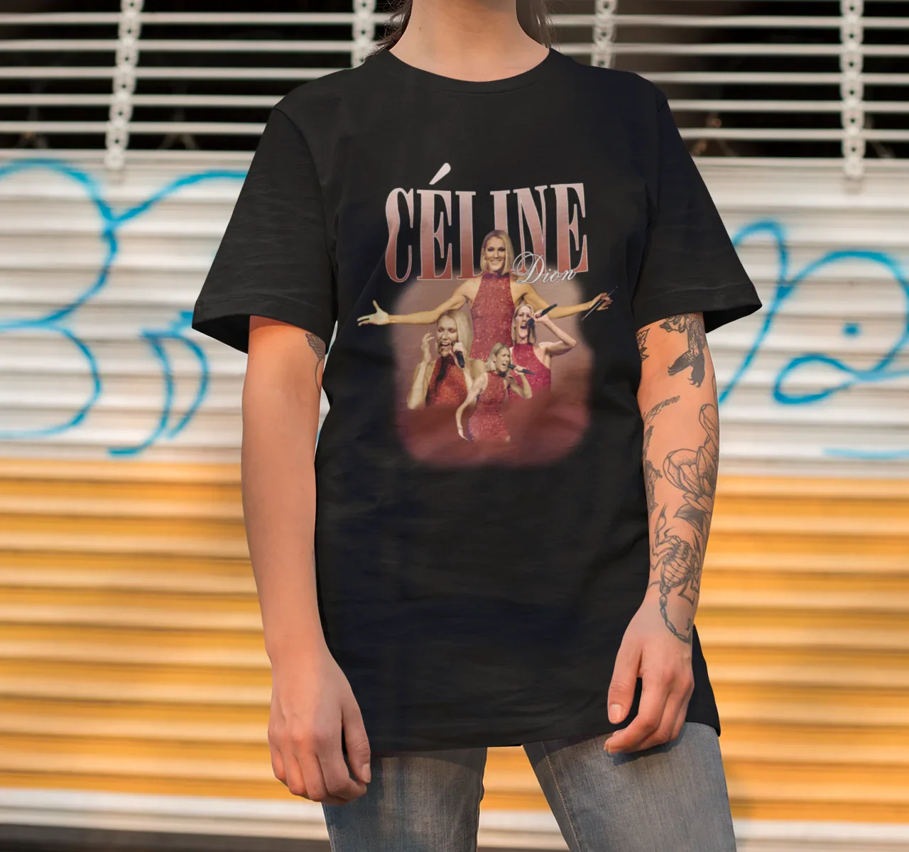 Camiseta Básica Céline Dion Collab Retro Preto