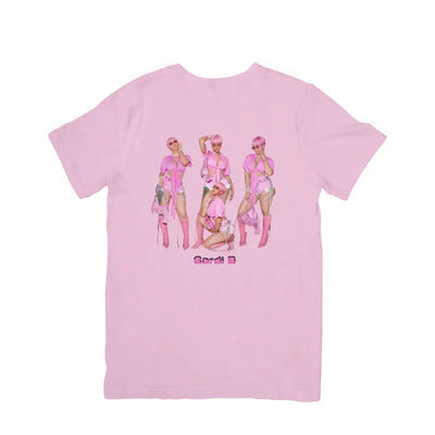 Camiseta Básica Cardi B Collage Rosa bebê