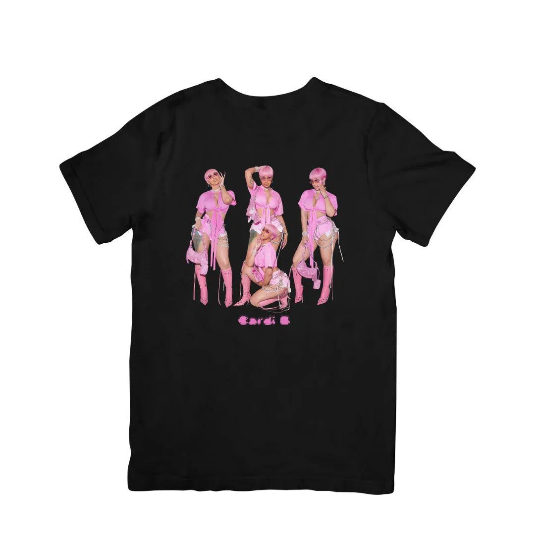 Camiseta Básica Cardi B Collage Preto