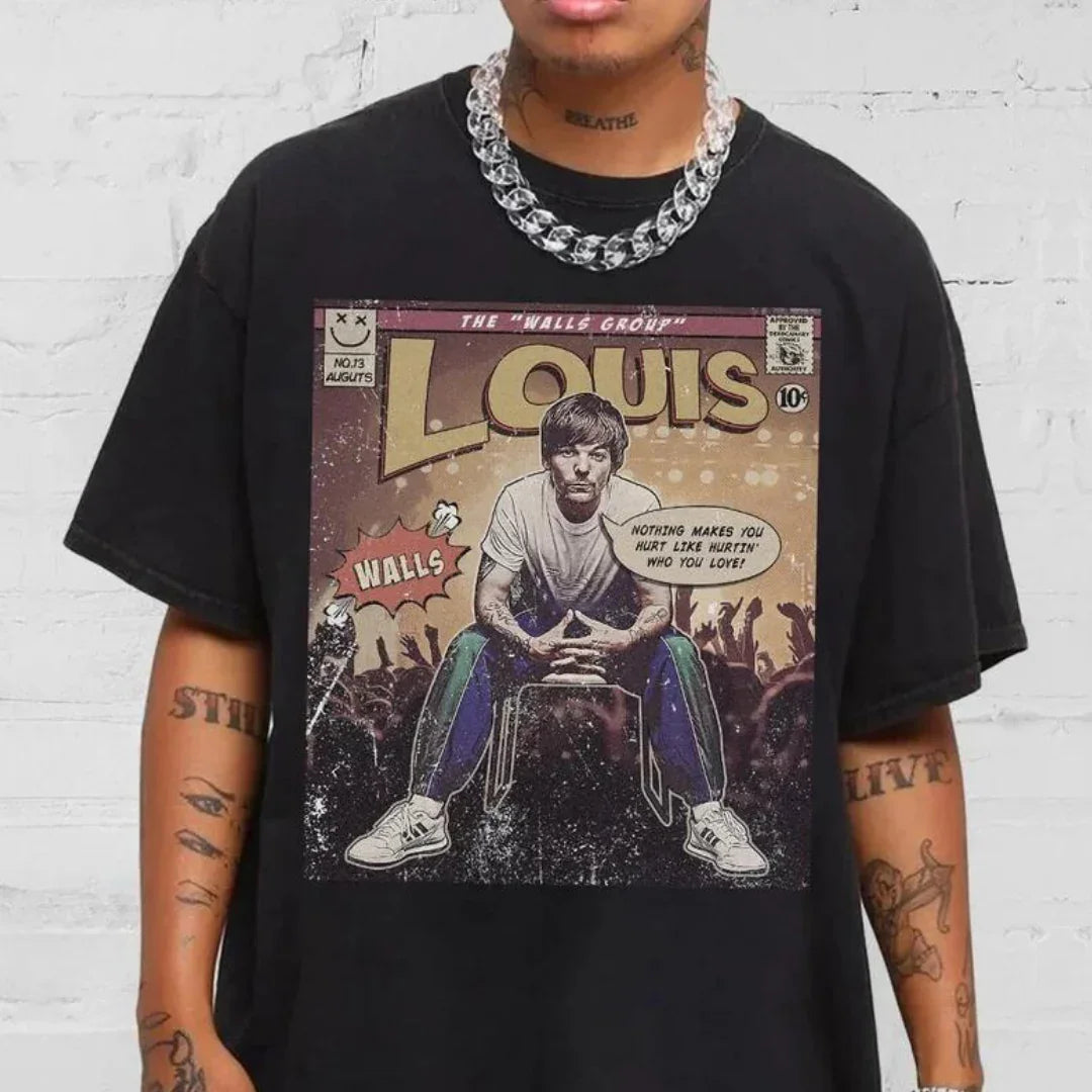 Camiseta Básica Louis Tomlinson Comic 90's Preto