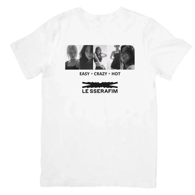 Camiseta Básica Le Sserafim Easy Crazy Hot - branco