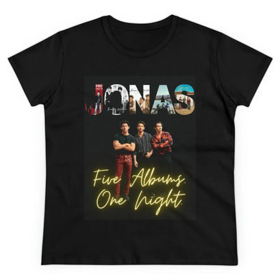 Camiseta Básica Jonas Brothers Five Albuns One Night Preto