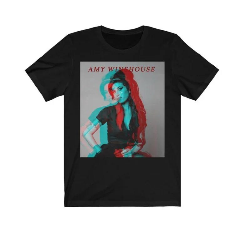 Camiseta Básica Amy Winehouse Graphic Art - Preto