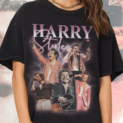 Camiseta Básica Harry Styles Graphic - Preto