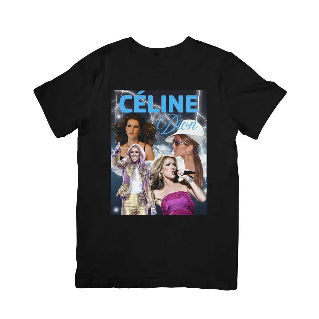 Camiseta Básica Céline Dion Graphic Preto