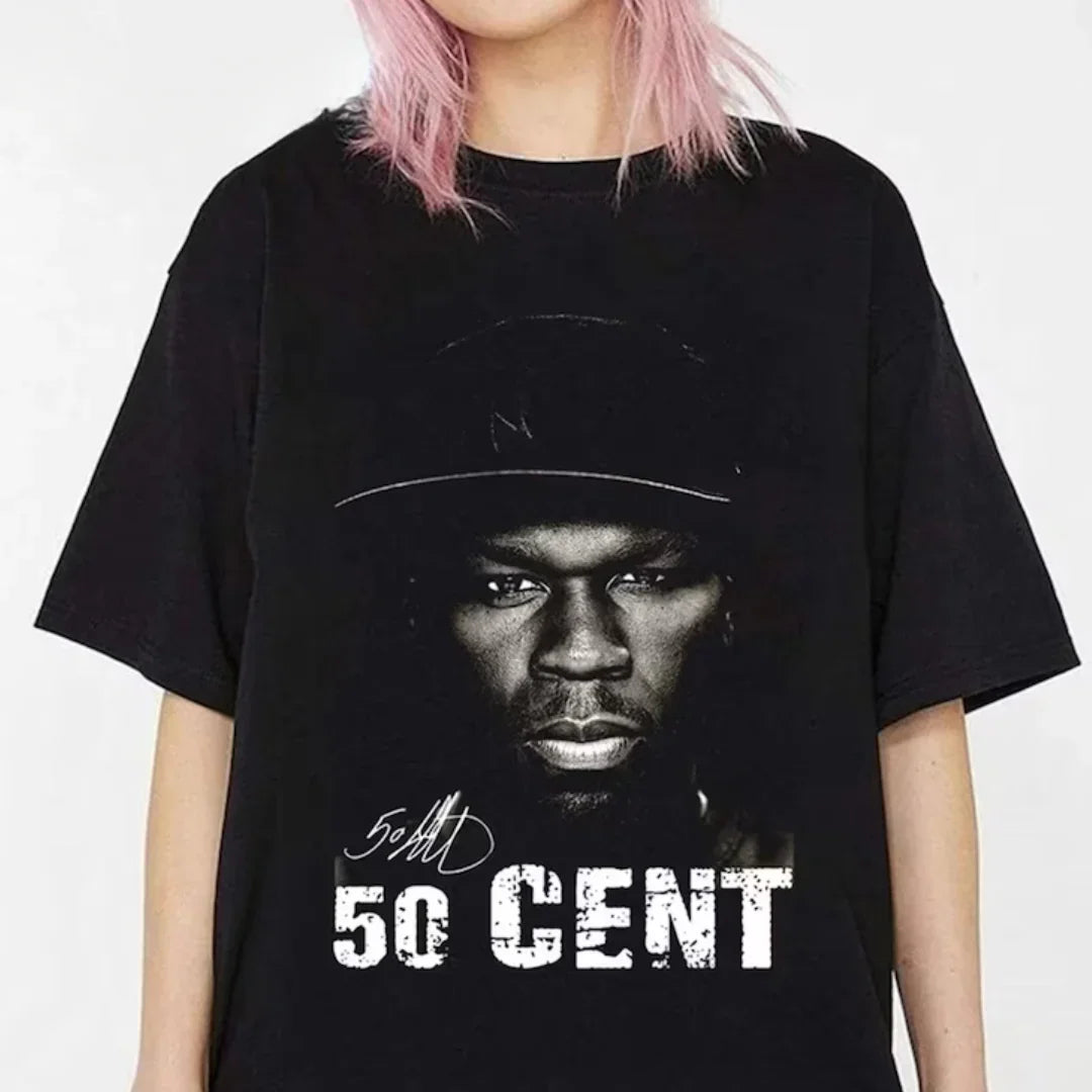 Camiseta Básica 50 Cent Graphic-PRETO