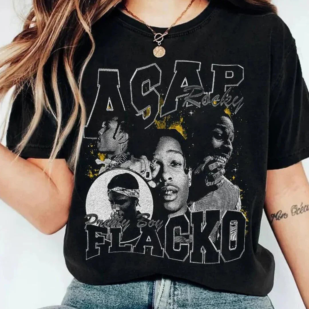 Camiseta Básica Asap Rocky Graphic - PRETO ( FRENTE )