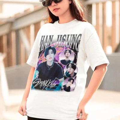 Camiseta Básica Stray Kids Han Jisung - branco