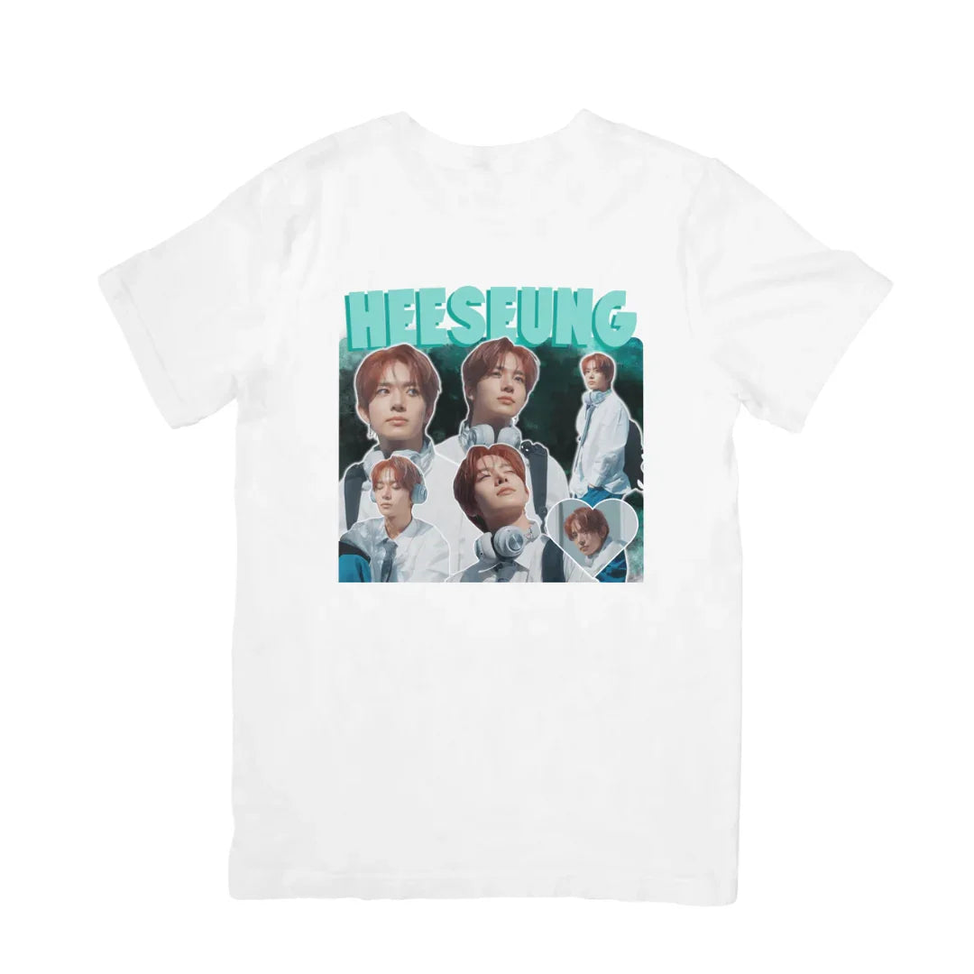 Camiseta Básica Enhypen Heeseung Vintage - branca