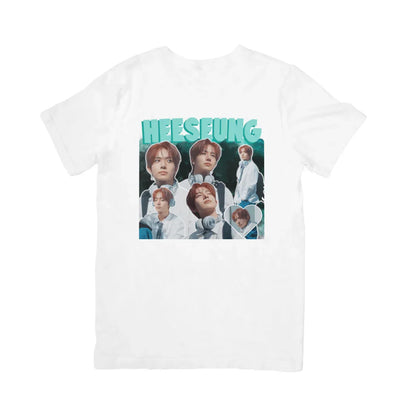 Camiseta Básica Enhypen Heeseung Vintage - branca