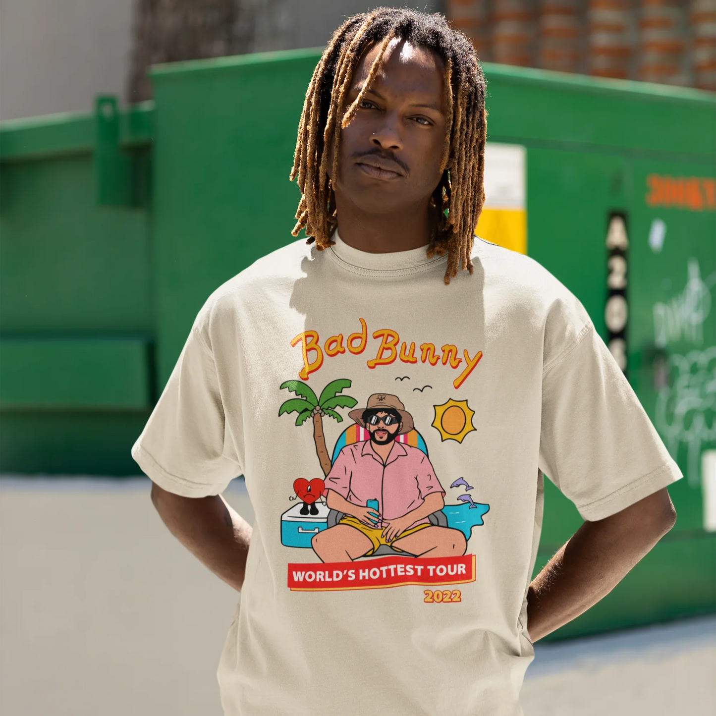 Camiseta Básica Bad Bunny World's Hottest Tour