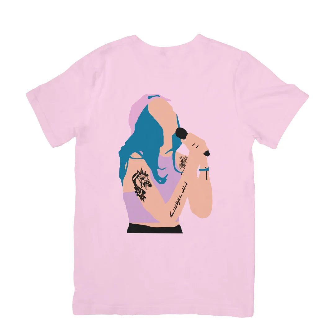 Camiseta Básica Halsey Illustrated Rosa Bebê