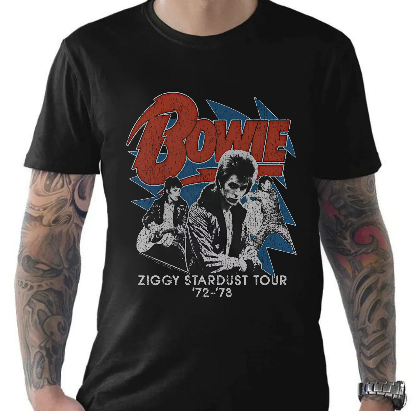 Camiseta Básica David Bowie Diamond Dogs Tour Preto